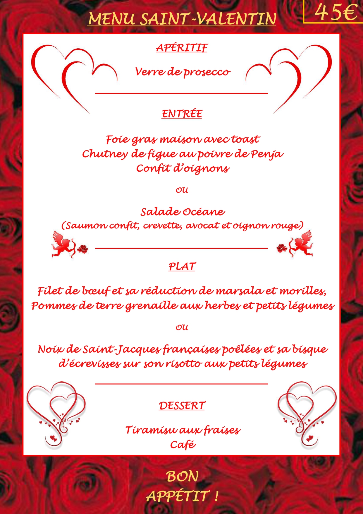 Menu Saint-Valentin